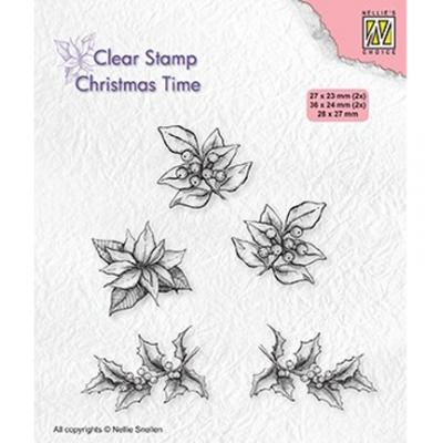 Nellie's Choice Clear Stamps - Christmas Time - Poinsettia